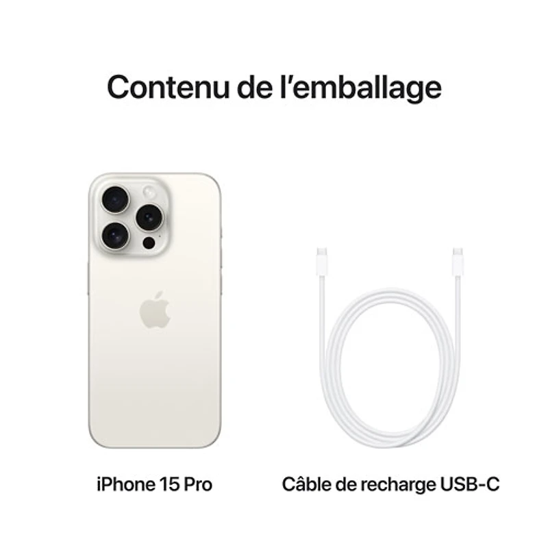 Freedom Mobile Apple iPhone 15 Pro 128GB - White Titanium - Monthly Tab Payment