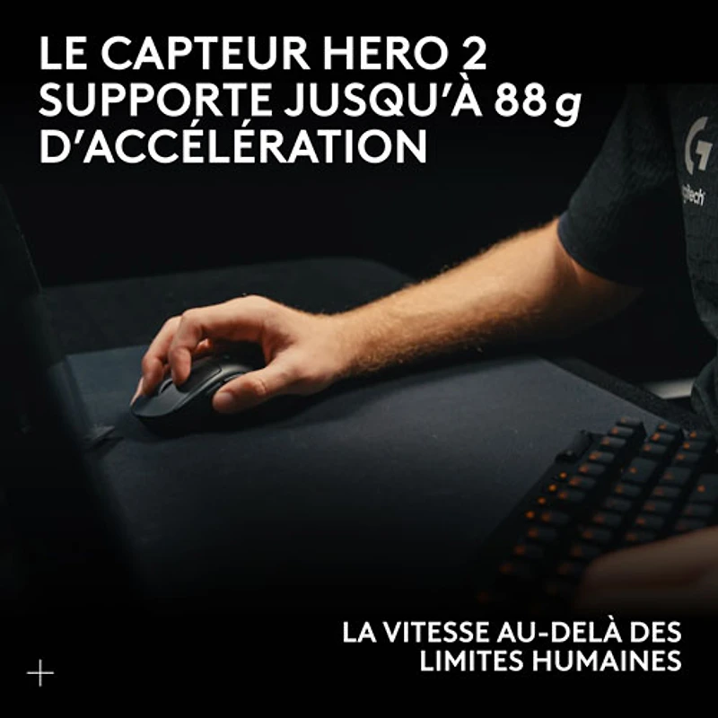 Souris de jeu sans fil à capteur HERO 2 calibre professionnel 60 g de 44 000 ppp taux d'interrogation 8 kHz G PRO X Superlight 2 de Logitech - Noir