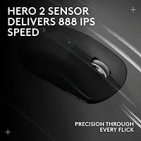 Logitech G PRO X Superlight 2 44000 DPI 8K Polling Wireless HERO 2 Sensor 60g Pro-Grade Mouse - Black