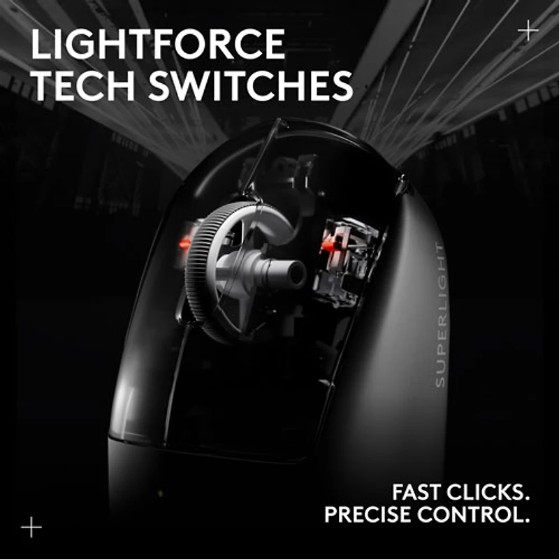 Souris de jeu sans fil à capteur HERO 2 calibre professionnel 60 g de 44 000 ppp taux d'interrogation 8 kHz G PRO X Superlight 2 de Logitech - Noir