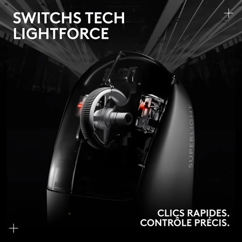 Souris de jeu sans fil à capteur HERO 2 calibre professionnel 60 g de 44 000 ppp taux d'interrogation 8 kHz G PRO X Superlight 2 de Logitech - Noir
