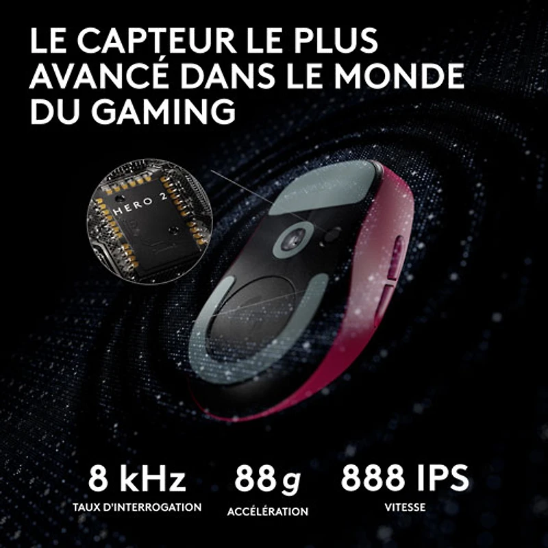 Souris sans fil à capteur HERO 2 calibre professionnel 60 g de 44 000 ppp taux d'interrogation 8 kHz G PRO X Superlight 2 de Logitech - Magenta - Exclusivité de Best Buy
