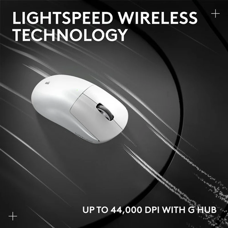 Souris de jeu sans fil à capteur HERO 2 calibre professionnel 60 g de 44 000 ppp taux d'interrogation 8 kHz G PRO X Superlight 2 de Logitech - Blanc