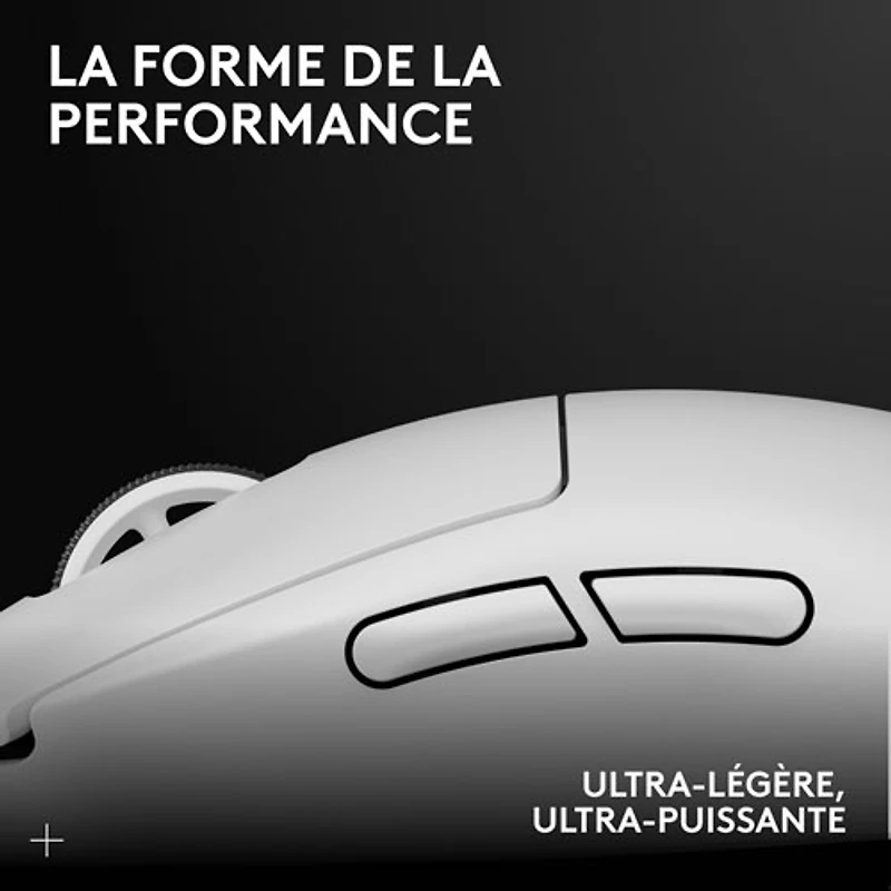 Souris de jeu sans fil à capteur HERO 2 calibre professionnel 60 g de 44 000 ppp taux d'interrogation 8 kHz G PRO X Superlight 2 de Logitech - Blanc