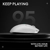 Souris de jeu sans fil à capteur HERO 2 calibre professionnel 60 g de 44 000 ppp taux d'interrogation 8 kHz G PRO X Superlight 2 de Logitech - Blanc