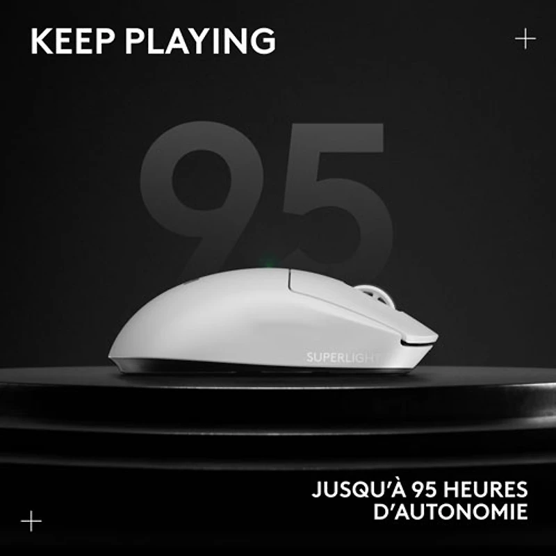 Souris de jeu sans fil à capteur HERO 2 calibre professionnel 60 g de 44 000 ppp taux d'interrogation 8 kHz G PRO X Superlight 2 de Logitech - Blanc