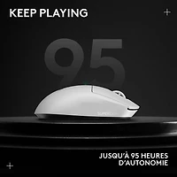 Souris de jeu sans fil à capteur HERO 2 calibre professionnel 60 g de 44 000 ppp taux d'interrogation 8 kHz G PRO X Superlight 2 de Logitech - Blanc