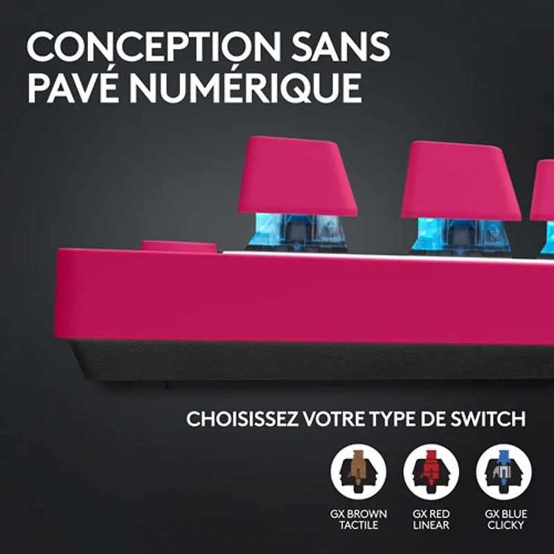Logitech G PRO X TKL LIGHTSPEED Bluetooth Backlit Mechanical Tactile Gaming Keyboard - Magenta - En - Only at Best Buy
