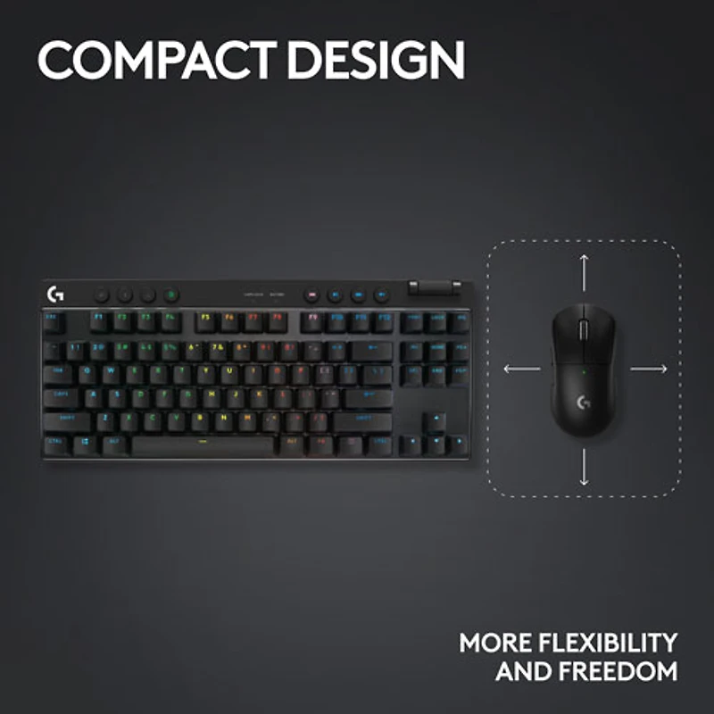 Logitech G PRO X TKL LIGHTSPEED Bluetooth Backlit Mechanical Clicky Gaming Keyboard