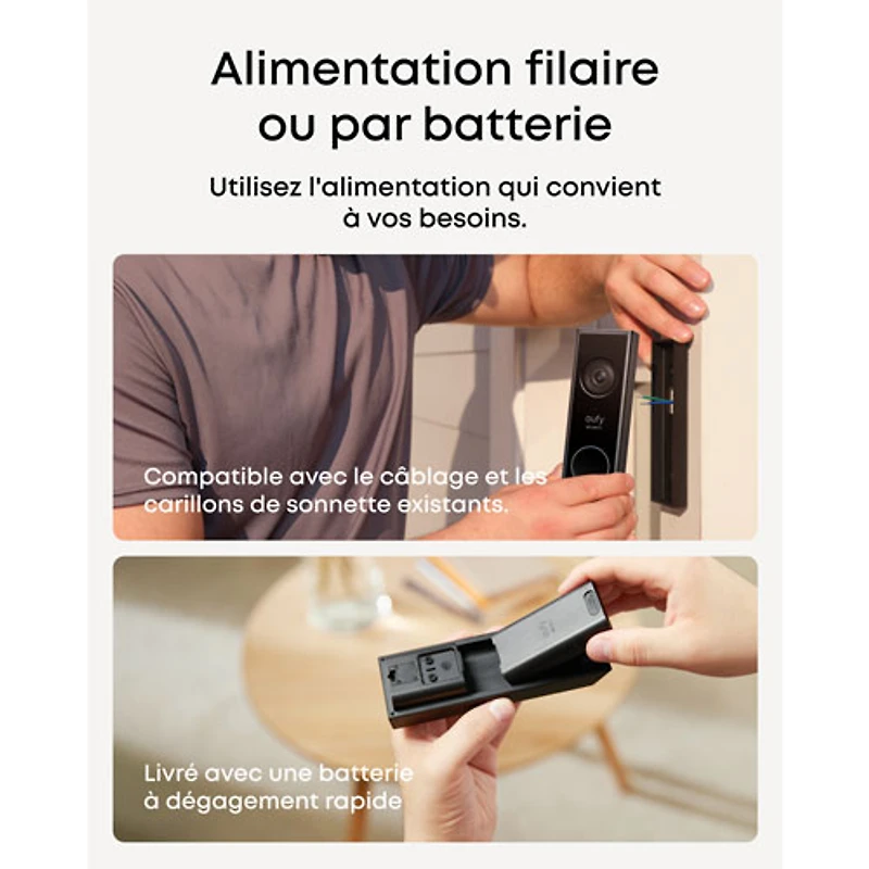 eufy E340 Wi-Fi 2K Dual Camera Video Doorbell with Chime - Black/White