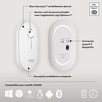 Souris optique Bluetooth de 4000 ppp Pebble 2 M350s de Logitech - Blanc tonal