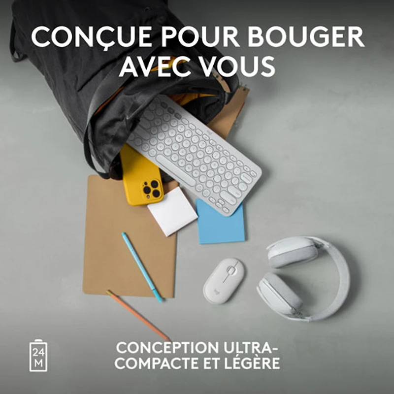 Souris optique Bluetooth de 4000 ppp Pebble 2 M350s de Logitech - Blanc tonal