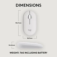 Souris optique Bluetooth de 4000 ppp Pebble 2 M350s de Logitech - Blanc tonal