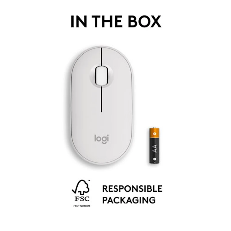 Souris optique Bluetooth de 4000 ppp Pebble 2 M350s de Logitech - Blanc tonal