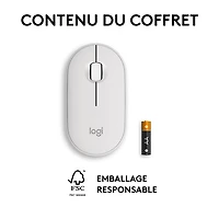 Souris optique Bluetooth de 4000 ppp Pebble 2 M350s de Logitech - Blanc tonal