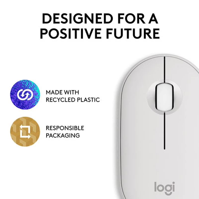 Souris optique Bluetooth de 4000 ppp Pebble 2 M350s de Logitech - Blanc tonal