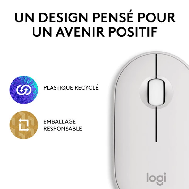 Souris optique Bluetooth de 4000 ppp Pebble 2 M350s de Logitech - Blanc tonal