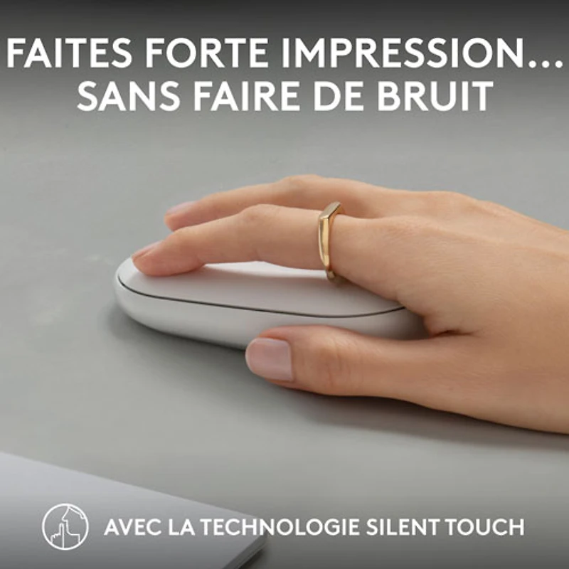 Souris optique Bluetooth de 4000 ppp Pebble 2 M350s de Logitech - Blanc tonal