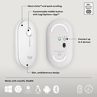 Souris optique Bluetooth de 4000 ppp Pebble 2 M350s de Logitech - Blanc tonal