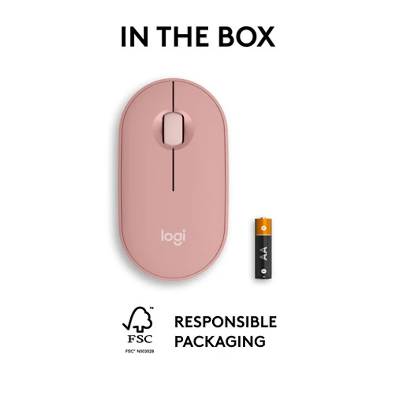 Souris optique Bluetooth de 4000 ppp Pebble 2 M350s de Logitech - Rose tonal