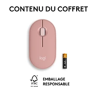 Souris optique Bluetooth de 4000 ppp Pebble 2 M350s de Logitech - Rose tonal