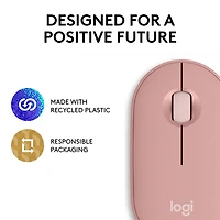 Souris optique Bluetooth de 4000 ppp Pebble 2 M350s de Logitech - Rose tonal
