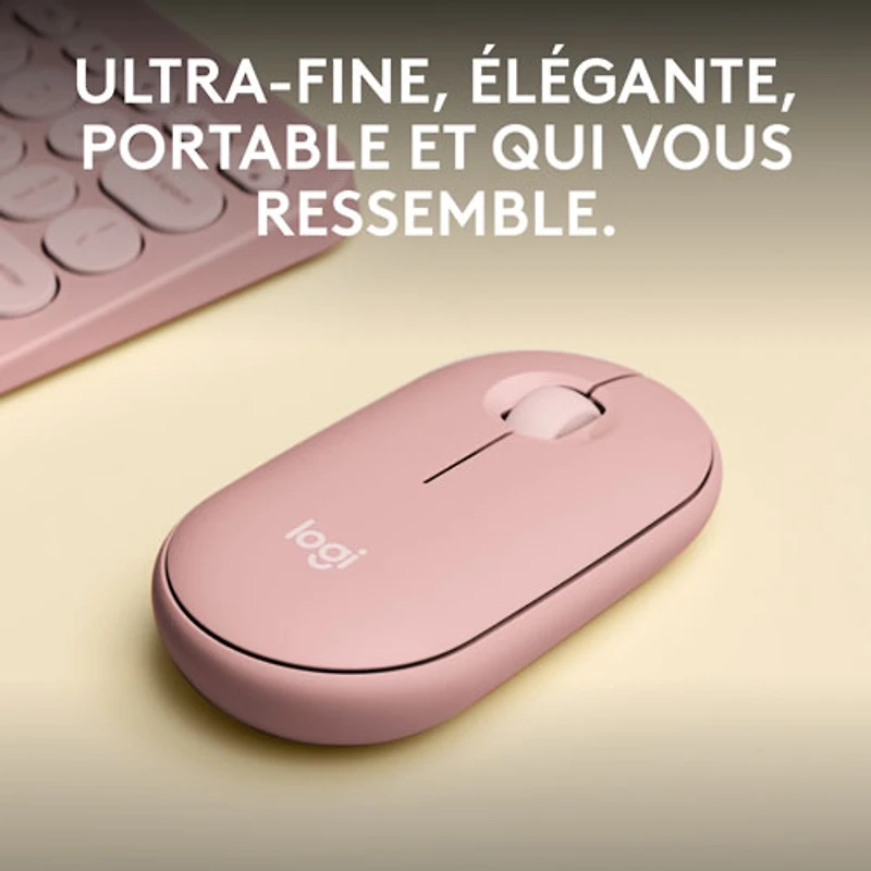 Souris optique Bluetooth de 4000 ppp Pebble 2 M350s de Logitech - Rose tonal