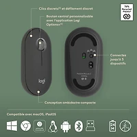 Ensemble avec souris optique et clavier ergonomique Bluetooth Pebble 2 de Logitech - Noir - Anglais