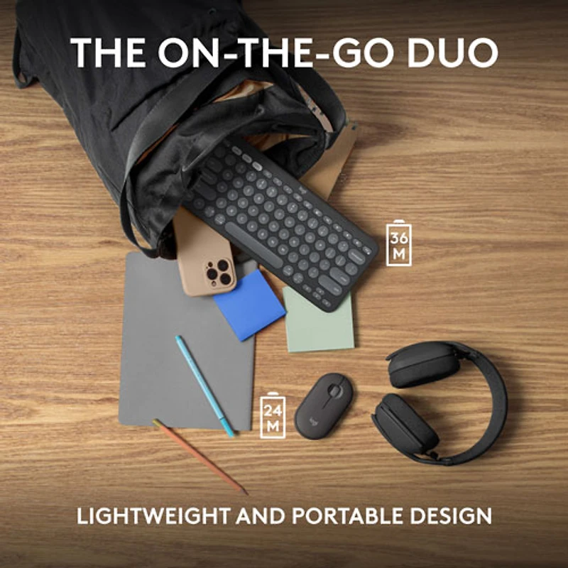 Logitech Pebble 2 Bluetooth Optical Ergonomic Keyboard & Mouse Combo - Black