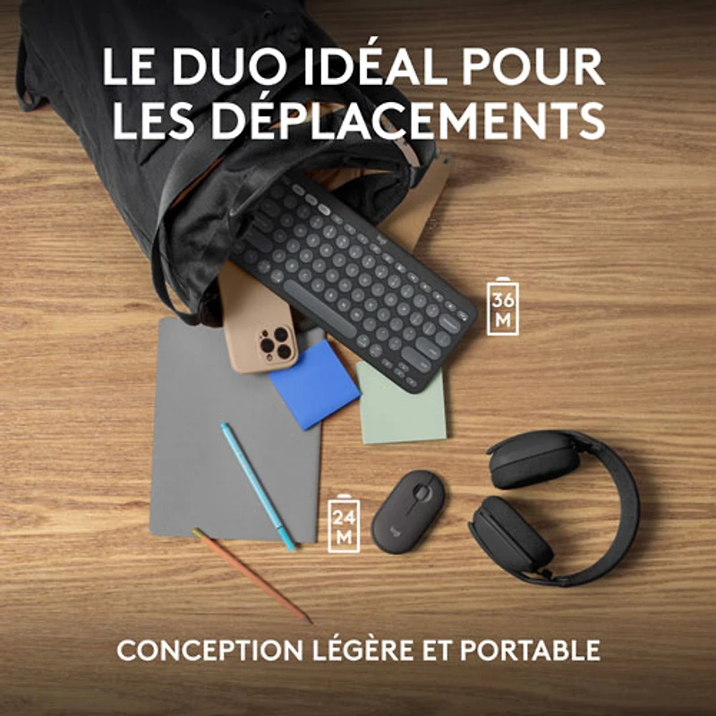 Logitech Pebble 2 Bluetooth Optical Ergonomic Keyboard & Mouse Combo - Black