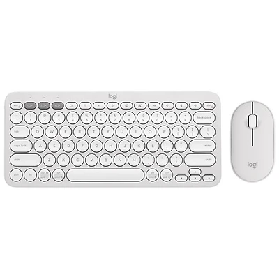 Logitech Pebble 2 Bluetooth Optical Ergonomic Keyboard & Mouse Combo - White