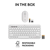 Logitech Pebble 2 Bluetooth Optical Ergonomic Keyboard & Mouse Combo - White
