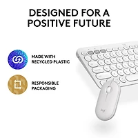 Logitech Pebble 2 Bluetooth Optical Ergonomic Keyboard & Mouse Combo - White