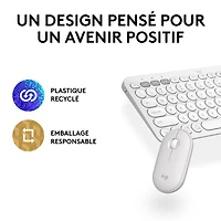 Logitech Pebble 2 Bluetooth Optical Ergonomic Keyboard & Mouse Combo - White