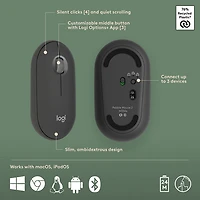 Ensemble avec souris optique et clavier ergonomique Bluetooth Pebble 2 de Logitech pour Mac - Noir - Anglais