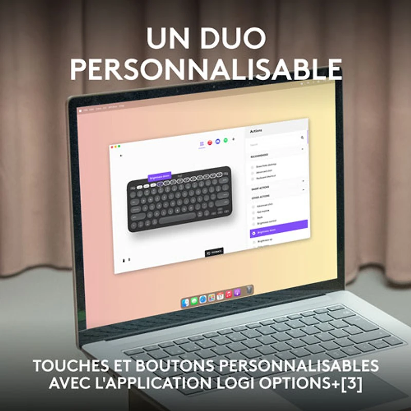 Ensemble avec souris optique et clavier ergonomique Bluetooth Pebble 2 de Logitech pour Mac - Noir - Anglais