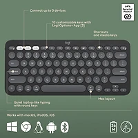 Ensemble avec souris optique et clavier ergonomique Bluetooth Pebble 2 de Logitech pour Mac - Noir - Anglais