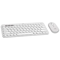 Ensemble avec souris optique et clavier ergonomique Bluetooth Pebble 2 de Logitech pour Mac - Blanc - Anglais