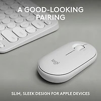 Ensemble avec souris optique et clavier ergonomique Bluetooth Pebble 2 de Logitech pour Mac - Blanc - Anglais