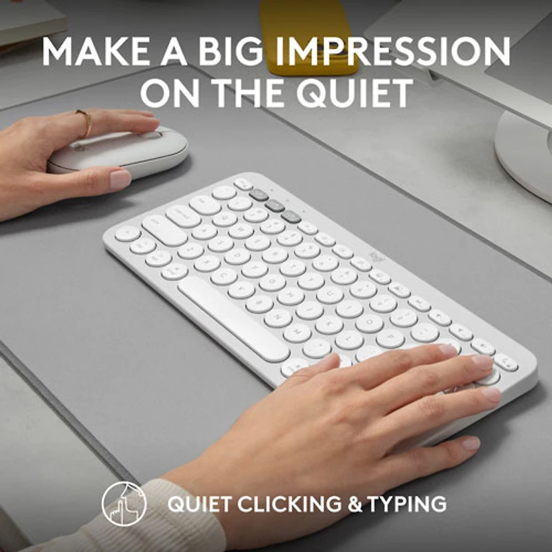 Ensemble avec souris optique et clavier ergonomique Bluetooth Pebble 2 de Logitech pour Mac - Blanc - Anglais