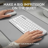 Ensemble avec souris optique et clavier ergonomique Bluetooth Pebble 2 de Logitech pour Mac - Blanc - Anglais