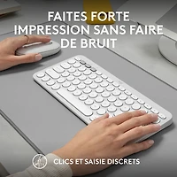 Ensemble avec souris optique et clavier ergonomique Bluetooth Pebble 2 de Logitech pour Mac - Blanc - Anglais