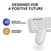 Ensemble avec souris optique et clavier ergonomique Bluetooth Pebble 2 de Logitech pour Mac - Blanc - Anglais