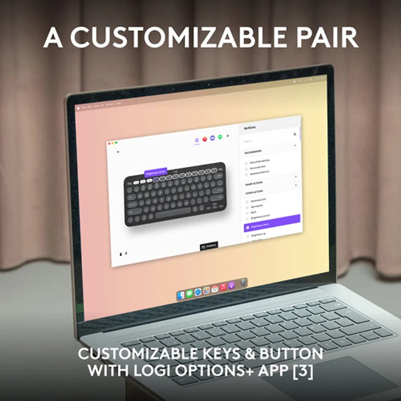 Ensemble avec souris optique et clavier ergonomique Bluetooth Pebble 2 de Logitech pour Mac - Blanc - Anglais