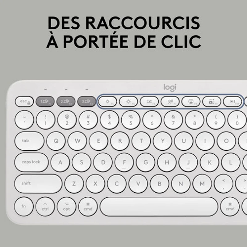 Ensemble avec souris optique et clavier ergonomique Bluetooth Pebble 2 de Logitech pour Mac - Blanc - Anglais