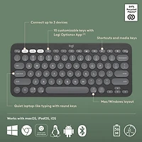Logitech K380s Wireless Slim TKL Keyboard with Customizable Shortcuts - Tonal Graphite