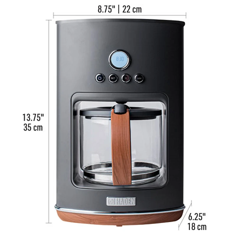 Cafetière à filtre programmable Dorchester Ultra Pebble de Haden - 10 tasses - Gris