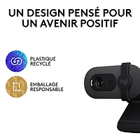 Caméra Web HD intégrale 1080p Brio 100 de Logitech avec microphone intégré - Graphite