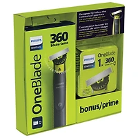 Ensemble des Fêtes avec tondeuse pour le visage OneBlade 360 de Philips (QP2724BP) et lame 360 en prime