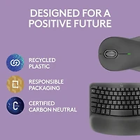 Logitech Wave Keys MK670 Wireless Optical Ergonomic Keyboard & Mouse Combo - Graphite - French